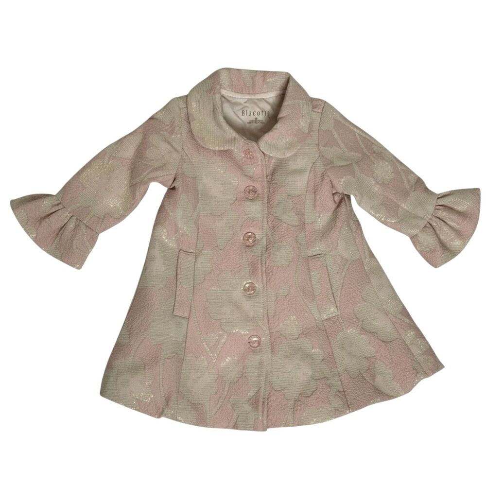 Biscotti Jacket Coat Baby Girl Infant Dressy Ruffle Pink Silver 6 Month